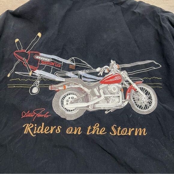 Harley Davidson Embroidered Shirt Mens Size XXL Black Vintage SILK RARE - Picture 2 of 9